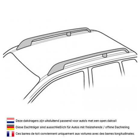 Dakdragers universeel voor open dakrails merk PerfectFit